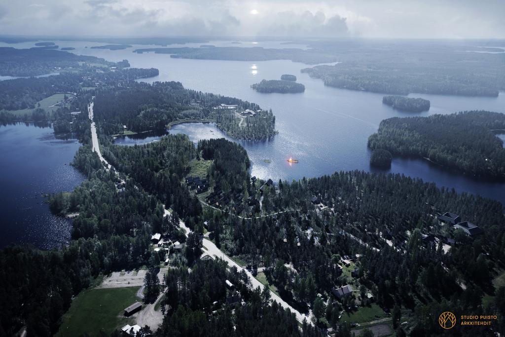 Ilmakuva Kivijärven matkailualue.