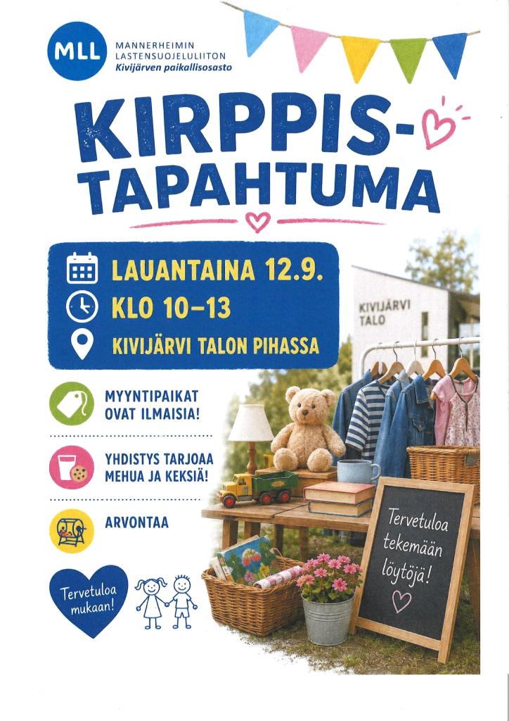 lauantaina 12 syyskuuta kello 10-13 kirppis kivijärvitalon pihassa