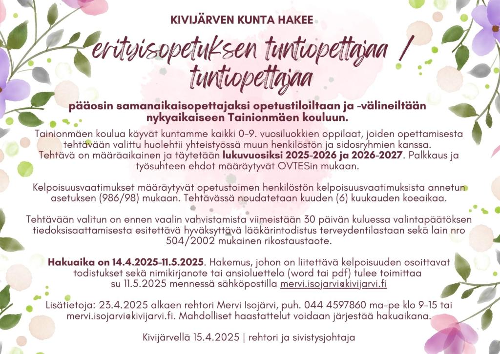hanketyöntekijän hakumainos