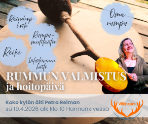 Rummun valmistus ja hoitopäivä Sinisellä vintillä