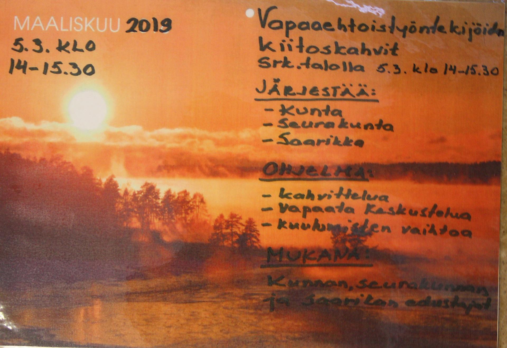 Vapaaehtoistyöntekijöiden kiitoskahvit