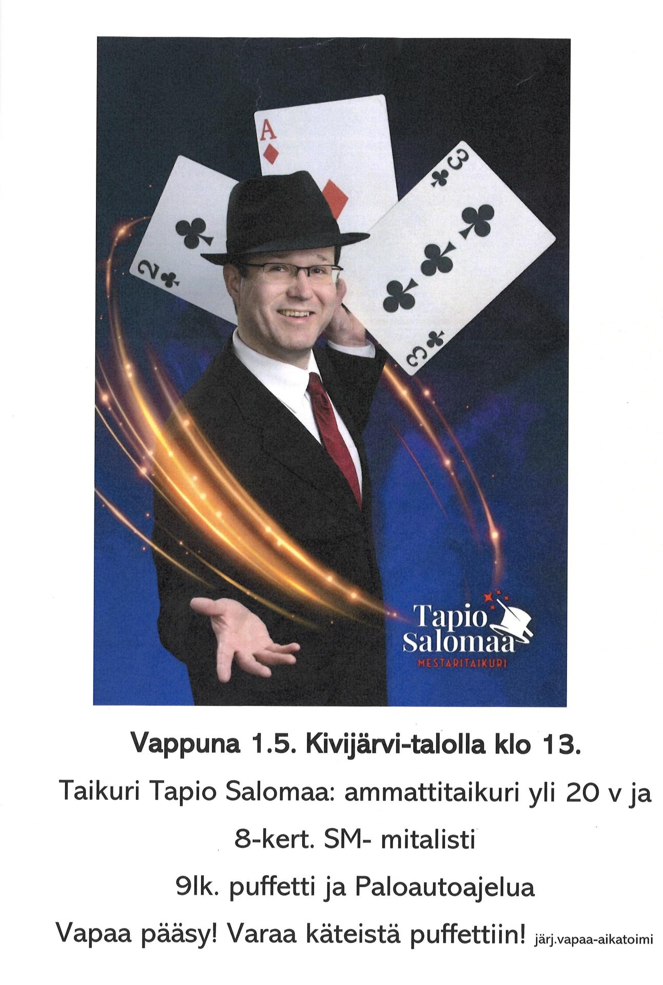 vapputapahtuma Kivijärvi-talolla klo 13