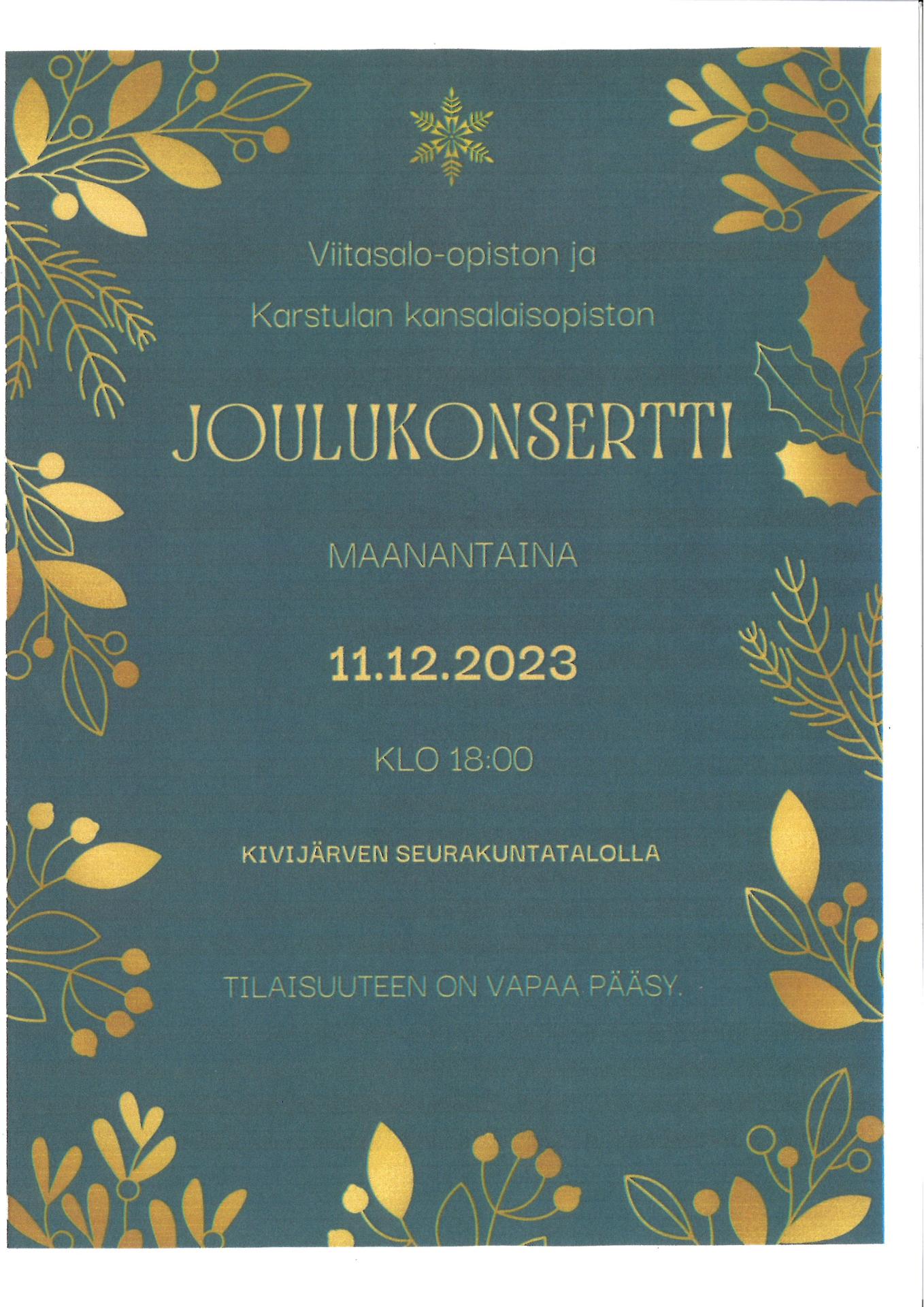 jouluinen pianokonsertti 11 joulukuuta klo 18 seurakuntatalolla vapaa pääsy